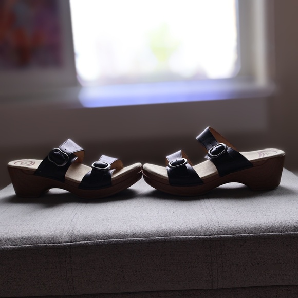 Dansko Sophie Wedge Sandals Womens EU Size 38 (Approx. 7.5-8) Black Leather - Picture 3 of 7